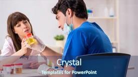  Presentation with urine - Presentation theme having patient visiting doctor for urine background and a ocean colored foreground