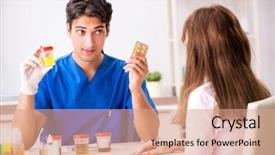  Presentation with urine - Colorful slide deck enhanced with patient visiting doctor for urine backdrop and a coral colored foreground