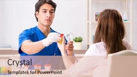  Presentation with urine - Slide deck having patient visiting doctor for urine background and a lemonade colored foreground