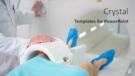  Presentation with mri - Amazing PPT theme having patient visiting mri procedure in a hospital backdrop and a light gray colored foreground