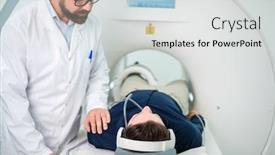  Presentation with mri - Audience pleasing PPT theme consisting of patient visiting mri procedure in a hospital backdrop and a light gray colored foreground
