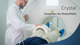  Presentation with mri - Slide set featuring patient visiting mri procedure in a hospital background and a light gray colored foreground