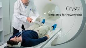  Presentation with mri - Audience pleasing slide set consisting of patient visiting mri procedure in a hospital backdrop and a light gray colored foreground