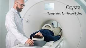  Presentation with mri - PPT theme with patient-visiting-mri-procedure background and a light gray colored foreground
