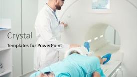  Presentation with mri - Cool new PPT theme with patient-visiting-mri-procedure backdrop and a light gray colored foreground