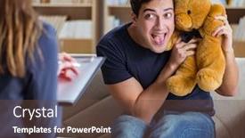  Presentation with psychiatrist - Audience pleasing presentation design consisting of patient visiting psychiatrist doctor for examination backdrop and a tawny brown colored foreground