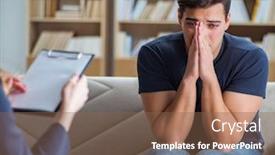  Presentation with psychiatrist - PPT theme with patient-visiting-psychiatrist-doctor background and a violet colored foreground