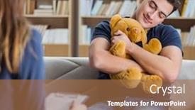  Presentation with psychiatrist - Colorful PPT theme enhanced with patient-visiting-psychiatrist-doctor backdrop and a coral colored foreground