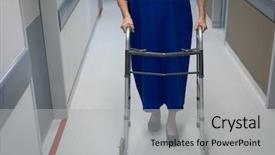  Presentation with granddaughter walking senior - Audience pleasing slide set consisting of patient walking with a walker backdrop and a  colored foreground