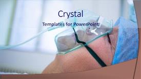  Presentation with hospital mask - Colorful slide deck enhanced with patient wearing oxygen mask lying backdrop and a sky blue colored foreground