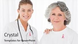  Presentation with breast cancer awareness - Audience pleasing slide set consisting of patient with breast cancer backdrop and a white colored foreground