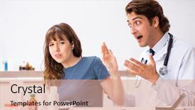  Presentation with hearing - PPT layouts having patient with hearing problem visiting background and a coral colored foreground