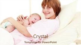  Presentation with newborn baby hospital - PPT layouts featuring patient with newborn baby in hospital smiling at the camera background and a cream colored foreground