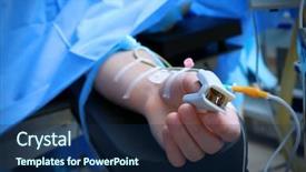  Presentation with operating room - Slides having patient with pulse oxymeter background and a navy blue colored foreground