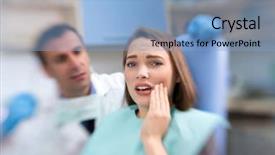  Presentation with patient - Beautiful PPT theme featuring patient with toothache and pain backdrop and a light blue colored foreground