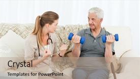  Presentation with exercises - Beautiful presentation design featuring lovely nurse helping her patient backdrop and a coral colored foreground