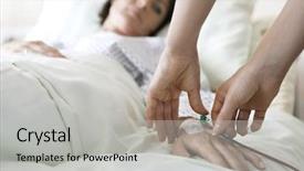  Presentation with hospital bed - Amazing slides having patient's hand in hospital backdrop and a light gray colored foreground