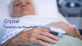  Presentation with patients - Audience pleasing PPT layouts consisting of patients hand to monitor pulse backdrop and a sky blue colored foreground