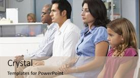  Presentation with waiting room - Audience pleasing PPT theme consisting of patients in doctors waiting room backdrop and a soft green colored foreground