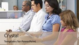  Presentation with waiting room - Slides featuring patients in doctors waiting room background and a coral colored foreground