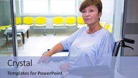  Presentation with sad - Beautiful theme featuring patients mobility - portrait of sad senior patient backdrop and a light blue colored foreground