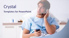  Presentation with nurse a male patient - Slide deck having patients mobility - young male patient lying background and a sky blue colored foreground