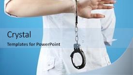  Presentation with handcuffed - Amazing PPT layouts having patients right - female hand is handcuffed backdrop and a light blue colored foreground