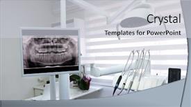  Presentation with patients - Presentation theme featuring patients teeth and apparatus background and a light gray colored foreground