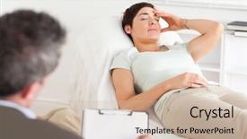  Presentation with depressed - Beautiful presentation theme featuring patients theraapies - psychologist talking to a depressed backdrop and a soft green colored foreground