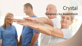  Presentation with rehabilitation - Beautiful slides featuring patients training in rehabilitation center backdrop and a lemonade colored foreground