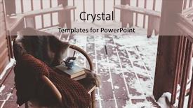  Presentation with log cabin winter - PPT layouts having patio chairs - chair with fur cover background and a coral colored foreground