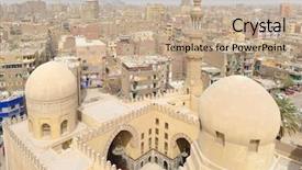  Presentation with cairo - Colorful PPT theme enhanced with patio musulman - ibn tulun mosque in cairo backdrop and a coral colored foreground