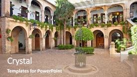  Presentation with bali island typical indonesia - Audience pleasing PPT layouts consisting of patio musulman - typical andalusian mudejar courtyard backdrop and a coral colored foreground