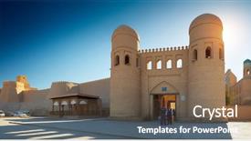  Presentation with western - Slide set having patio musulman - western gate ata darvoza background and a tawny brown colored foreground