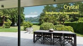  Presentation with outdoor furniture - Amazing PPT layouts having patio of a villa modern furniture outdoor backdrop and a tawny brown colored foreground