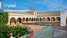  Presentation with spanish style - Presentation consisting of patio principal of la casa background and a  colored foreground