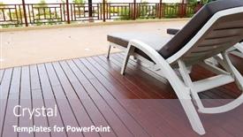  Presentation with luxury hotel - Presentation with patio with chaise lounges near luxury hotel background and a gray colored foreground