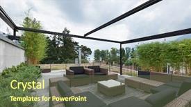  Presentation with garden - PPT theme having patio with comfortable garden furniture background and a tawny brown colored foreground