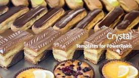  Presentation with puff pastry - Colorful slides enhanced with patisserie - mille-feuille puff pastry known backdrop and a coral colored foreground