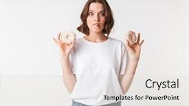  Presentation with donuts - Cool new PPT layouts with patisserie - portrait of a confused young backdrop and a sky blue colored foreground