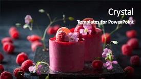  Presentation with macaroni - Presentation theme consisting of patisserie - raspberry mousse cakes with fresh background and a black colored foreground
