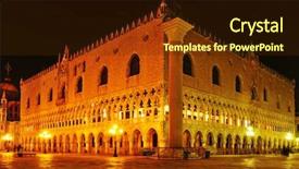  Presentation with venice - Presentation theme featuring patriarch - view of the palazzo ducale background and a tawny brown colored foreground