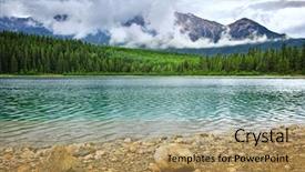  Presentation with pyramid - Amazing PPT theme having patricia lake and pyramid mountain backdrop and a coral colored foreground