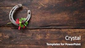  Presentation with four leaf clover - Colorful presentation design enhanced with patricks day four leaved clover backdrop and a tawny brown colored foreground