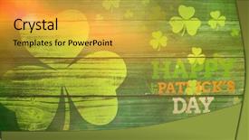  Presentation with wooden - Cool new presentation theme with patricks day greeting against overhead backdrop and a yellow colored foreground