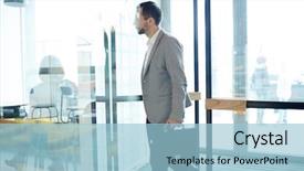  Presentation with recipe chocolate cafe - Cool new presentation with patrimoin - businessman with briefcase entering cafe backdrop and a light blue colored foreground