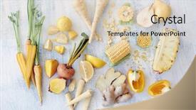  Presentation with free food additives - Theme enhanced with patrimoin - fresh raw organic food displayed background and a lemonade colored foreground