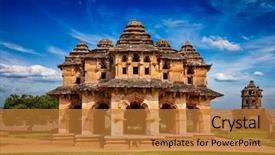 Presentation with lotus - Slides featuring patrimoin - indian tourist landmark lotus mahal background and a gold colored foreground
