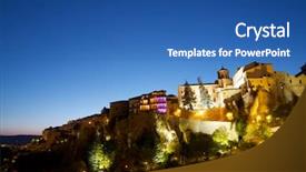  Presentation with buildings - Presentation theme consisting of patrimony - buildings known as casas colgadas background and a ocean colored foreground