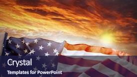  Presentation with american flag - Colorful PPT layouts enhanced with patriotic - american flag in front backdrop and a navy blue colored foreground